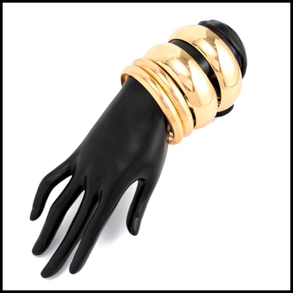 Chunky Bangle Bracelets Set Stackable Wide Cuff M… - image 6